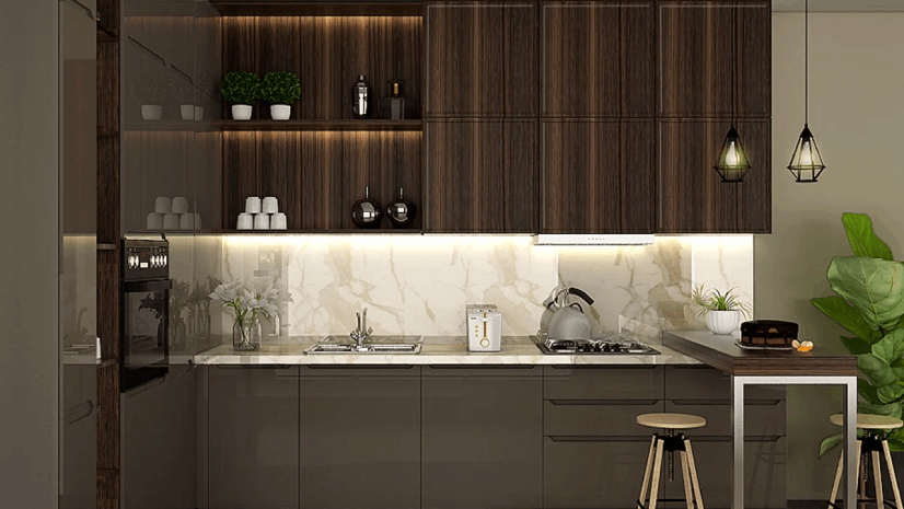 1BHK kitchen design l shape kitchen layout