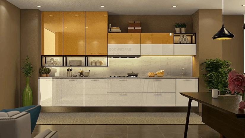 two tone straight kitchen design
