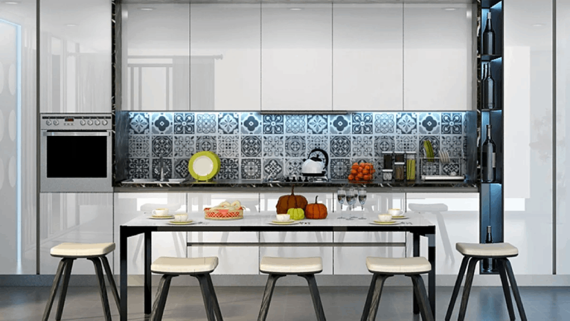 straight line kitchen layout