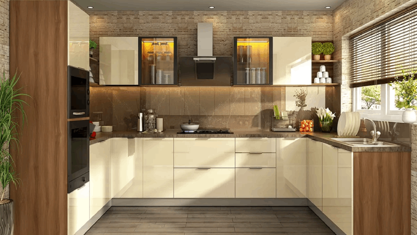 u shaped modular kitchen